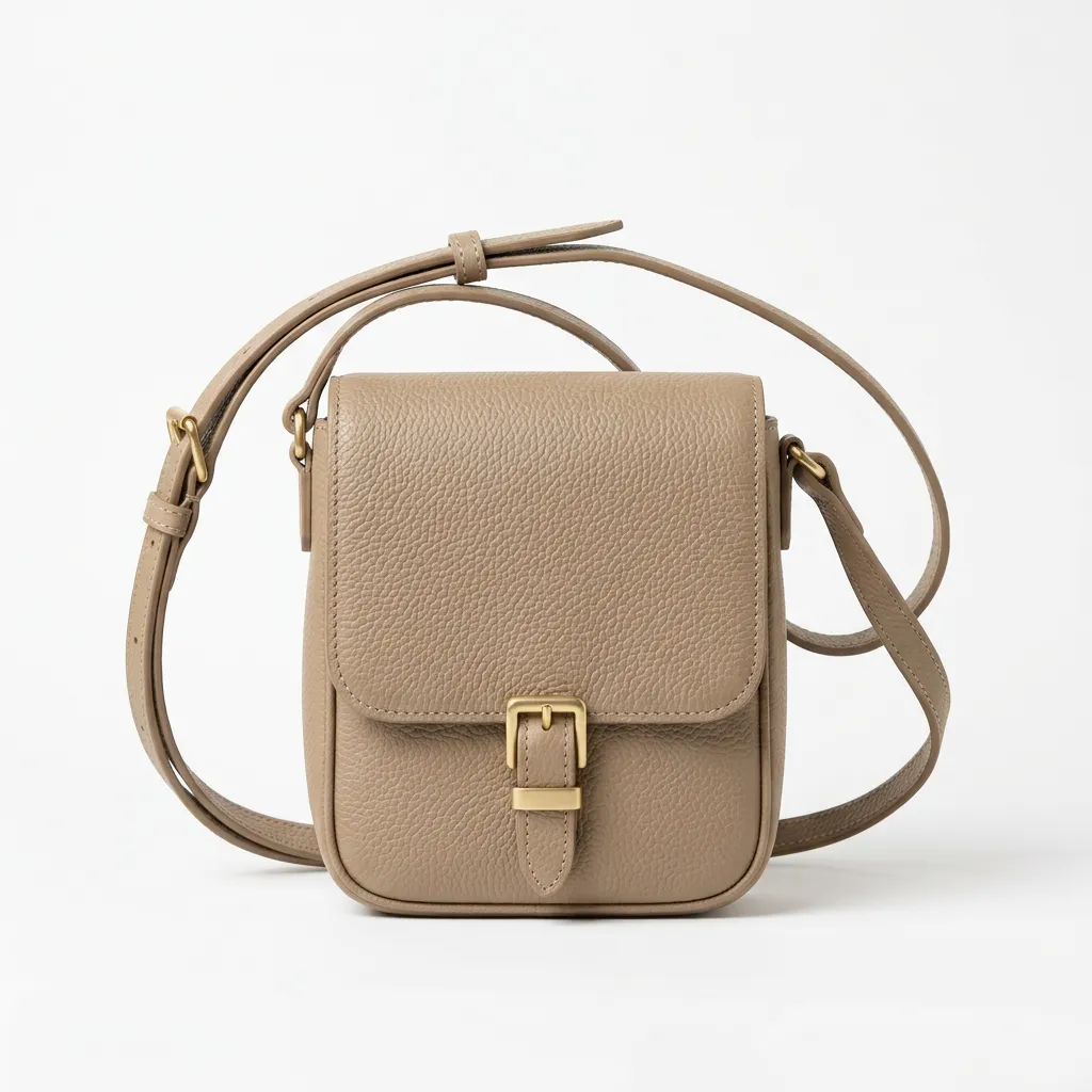 Beige Leather Crossbody Bag